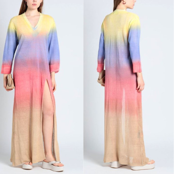 NWT Antonella Rizza Sheer Cover-Up Dress Swimwear Lilac Yellow Women's Sz Small - Picture 1 of 7